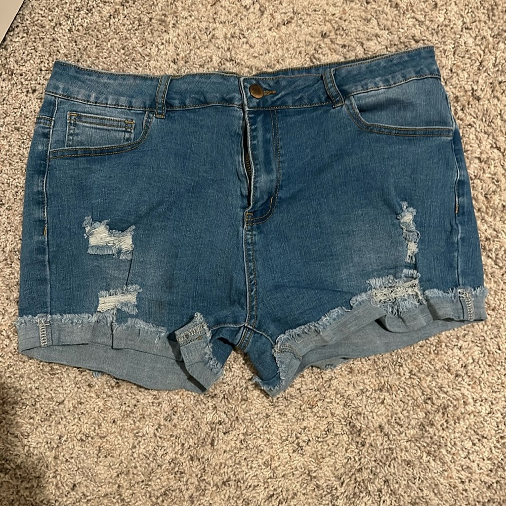 Stretchy Distressed Jean Shorts